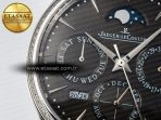 Jaeger Lecoultre Master Ultra Thin Perpetual Calendar SS V9F 1:1 Best Edition Gray Dial Diamonds Bezel on Black Leather Strap A868 V2 - Görsel 10