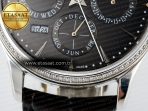 Jaeger Lecoultre Master Ultra Thin Perpetual Calendar SS V9F 1:1 Best Edition Gray Dial Diamonds Bezel on Black Leather Strap A868 V2 - Görsel 13
