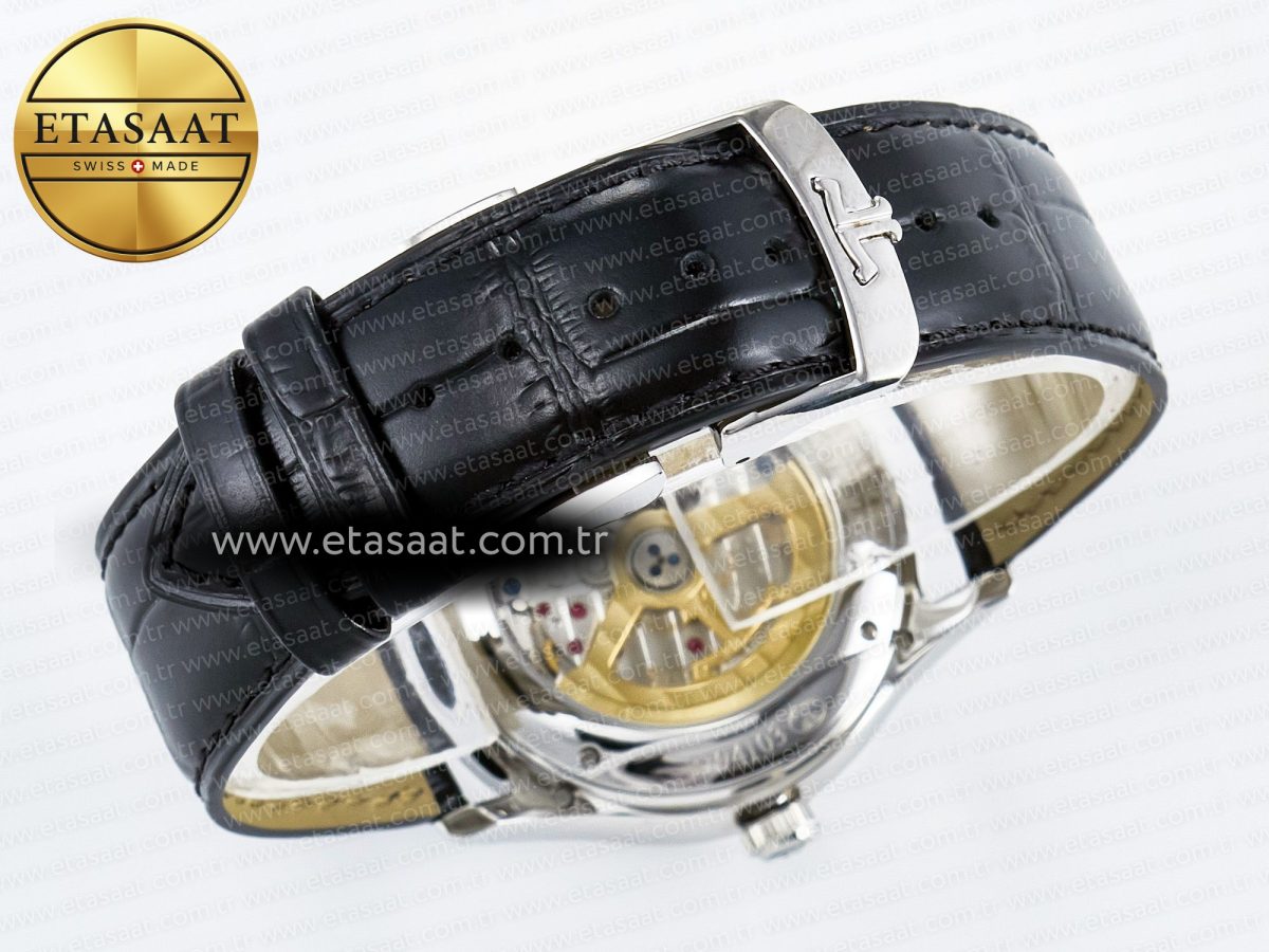 Jaeger Lecoultre Master Ultra Thin Perpetual Calendar SS V9F 1:1 Best Edition Gray Dial Diamonds Bezel on Black Leather Strap A868 V2 - Görsel 17