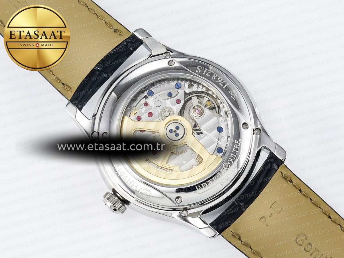 Jaeger Lecoultre Master Ultra Thin Perpetual Calendar SS V9F 1:1 Best Edition Gray Dial Diamonds Bezel on Black Leather Strap A868 V2 - Görsel 18
