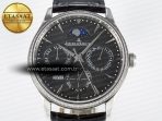 Jaeger Lecoultre Master Ultra Thin Perpetual Calendar SS V9F 1:1 Best Edition Gray Dial Diamonds Bezel on Black Leather Strap A868 V2 - Görsel 4