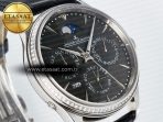 Jaeger Lecoultre Master Ultra Thin Perpetual Calendar SS V9F 1:1 Best Edition Gray Dial Diamonds Bezel on Black Leather Strap A868 V2 - Görsel 5