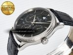 Jaeger Lecoultre Master Ultra Thin Perpetual Calendar SS V9F 1:1 Best Edition Gray Dial Diamonds Bezel on Black Leather Strap A868 V2 - Görsel 6