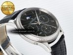 Jaeger Lecoultre Master Ultra Thin Perpetual Calendar SS V9F 1:1 Best Edition Gray Dial Diamonds Bezel on Black Leather Strap A868 V2 - Görsel 7