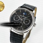 Jaeger Lecoultre Master Ultra Thin Perpetual Calendar SS V9F 1:1 Best Edition Gray Dial on Black Leather Strap A868 V2