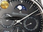 Jaeger Lecoultre Master Ultra Thin Perpetual Calendar SS V9F 1:1 Best Edition Gray Dial on Black Leather Strap A868 V2 - Görsel 11