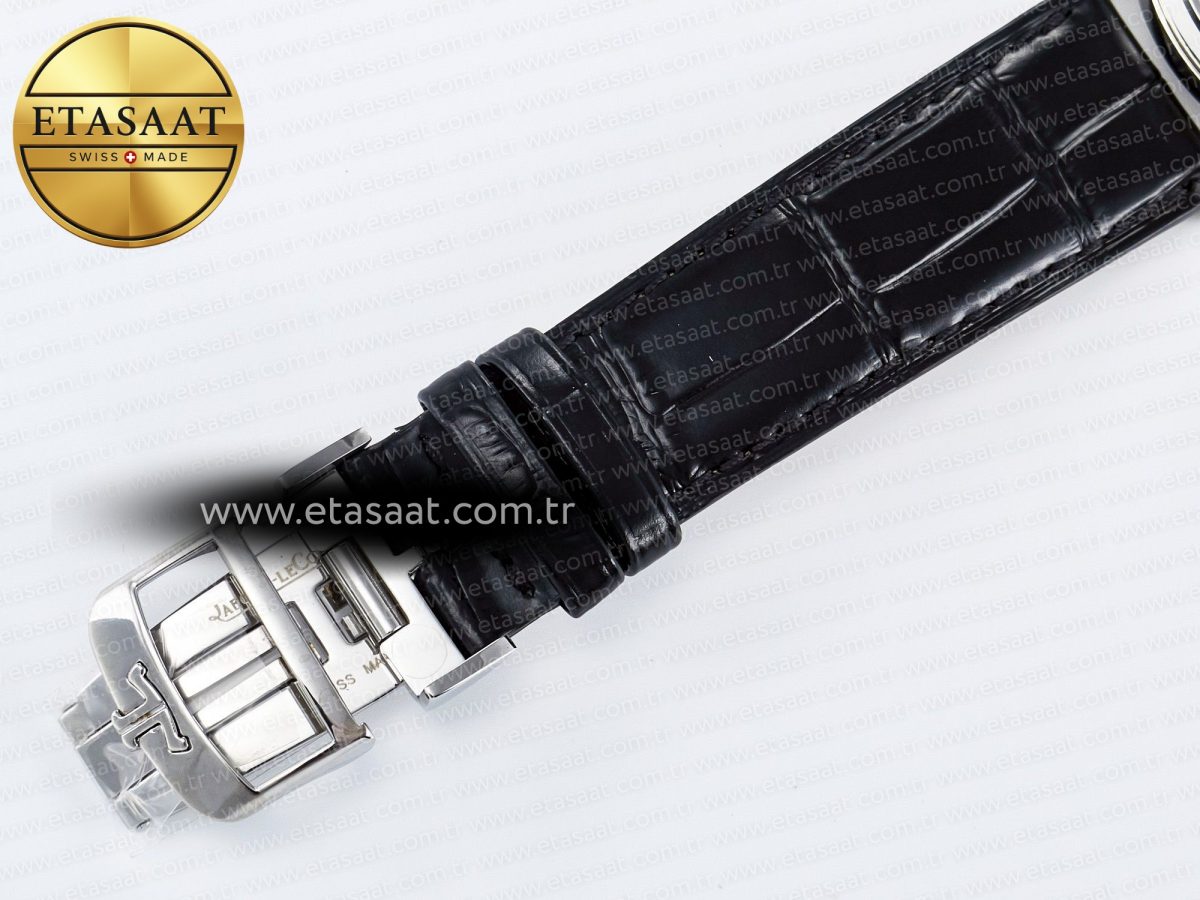 Jaeger Lecoultre Master Ultra Thin Perpetual Calendar SS V9F 1:1 Best Edition Gray Dial on Black Leather Strap A868 V2 - Görsel 25