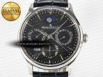 Jaeger Lecoultre Master Ultra Thin Perpetual Calendar SS V9F 1:1 Best Edition Gray Dial on Black Leather Strap A868 V2 - Görsel 4