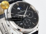 Jaeger Lecoultre Master Ultra Thin Perpetual Calendar SS V9F 1:1 Best Edition Gray Dial on Black Leather Strap A868 V2 - Görsel 5