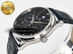 Jaeger Lecoultre Master Ultra Thin Perpetual Calendar SS V9F 1:1 Best Edition Gray Dial on Black Leather Strap A868 V2 - Görsel 6
