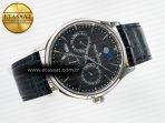 Jaeger Lecoultre Master Ultra Thin Perpetual Calendar SS V9F 1:1 Best Edition Gray Dial on Black Leather Strap A868 V2 - Görsel 9
