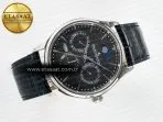Jaeger Lecoultre Master Ultra Thin Perpetual Calendar SS V9F 1:1 Best Edition Gray Dial on Black Leather Strap A868 V2 - Görsel 9