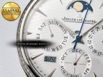 Jaeger Lecoultre Master Ultra Thin Perpetual Calendar SS V9F 1:1 Best Edition White Dial Diamonds Bezel on Black Leather Strap A868 V2 - Görsel 10