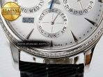Jaeger Lecoultre Master Ultra Thin Perpetual Calendar SS V9F 1:1 Best Edition White Dial Diamonds Bezel on Black Leather Strap A868 V2 - Görsel 13