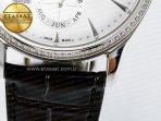 Jaeger Lecoultre Master Ultra Thin Perpetual Calendar SS V9F 1:1 Best Edition White Dial Diamonds Bezel on Black Leather Strap A868 V2 - Görsel 14