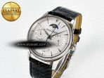 Jaeger Lecoultre Master Ultra Thin Perpetual Calendar SS V9F 1:1 Best Edition White Dial Diamonds Bezel on Black Leather Strap A868 V2 - Görsel 2