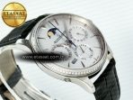 Jaeger Lecoultre Master Ultra Thin Perpetual Calendar SS V9F 1:1 Best Edition White Dial Diamonds Bezel on Black Leather Strap A868 V2 - Görsel 7