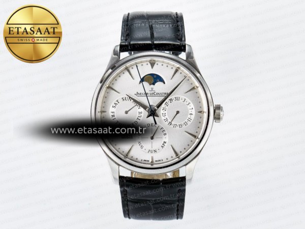 Jaeger-LeCoultre V9F Beyaz Kadran Siyah Deri A868 Eta Saat - 1:1 Süper Klon Replika Saat