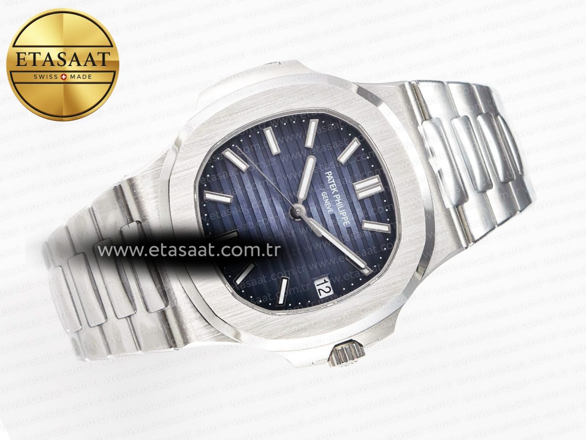 Patek Philippe Nautilus 5711/1A-010 3KF 1:1 Best Edition Blue Textured Dial on SS Bracelet A324 Super Clone - Görsel 8