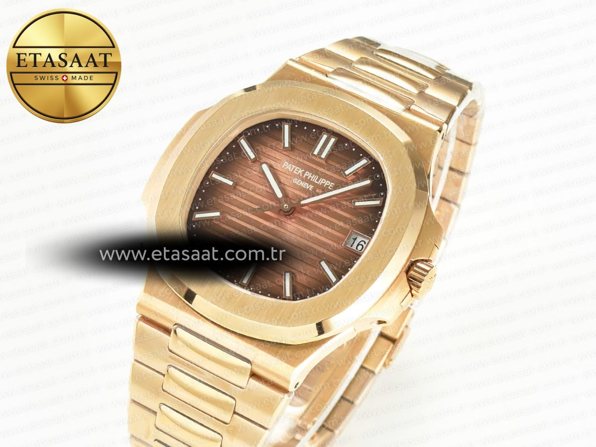 Patek Philippe Nautilus 5711/1R-001 RG 3KF 1:1 Best Edition Brown Textured Dial on RG Bracelet Super Clone 26-330 - Görsel 1