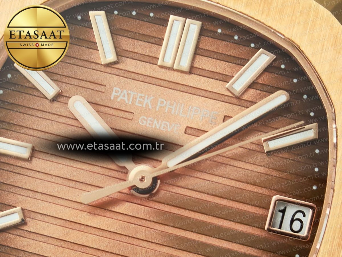 Patek Philippe Nautilus 5711/1R-001 RG 3KF 1:1 Best Edition Brown Textured Dial on RG Bracelet Super Clone 26-330 - Görsel 10