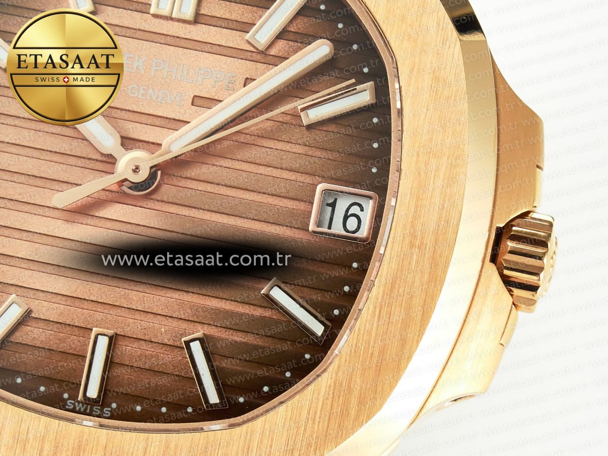 Patek Philippe Nautilus 5711/1R-001 RG 3KF 1:1 Best Edition Brown Textured Dial on RG Bracelet Super Clone 26-330 - Görsel 11