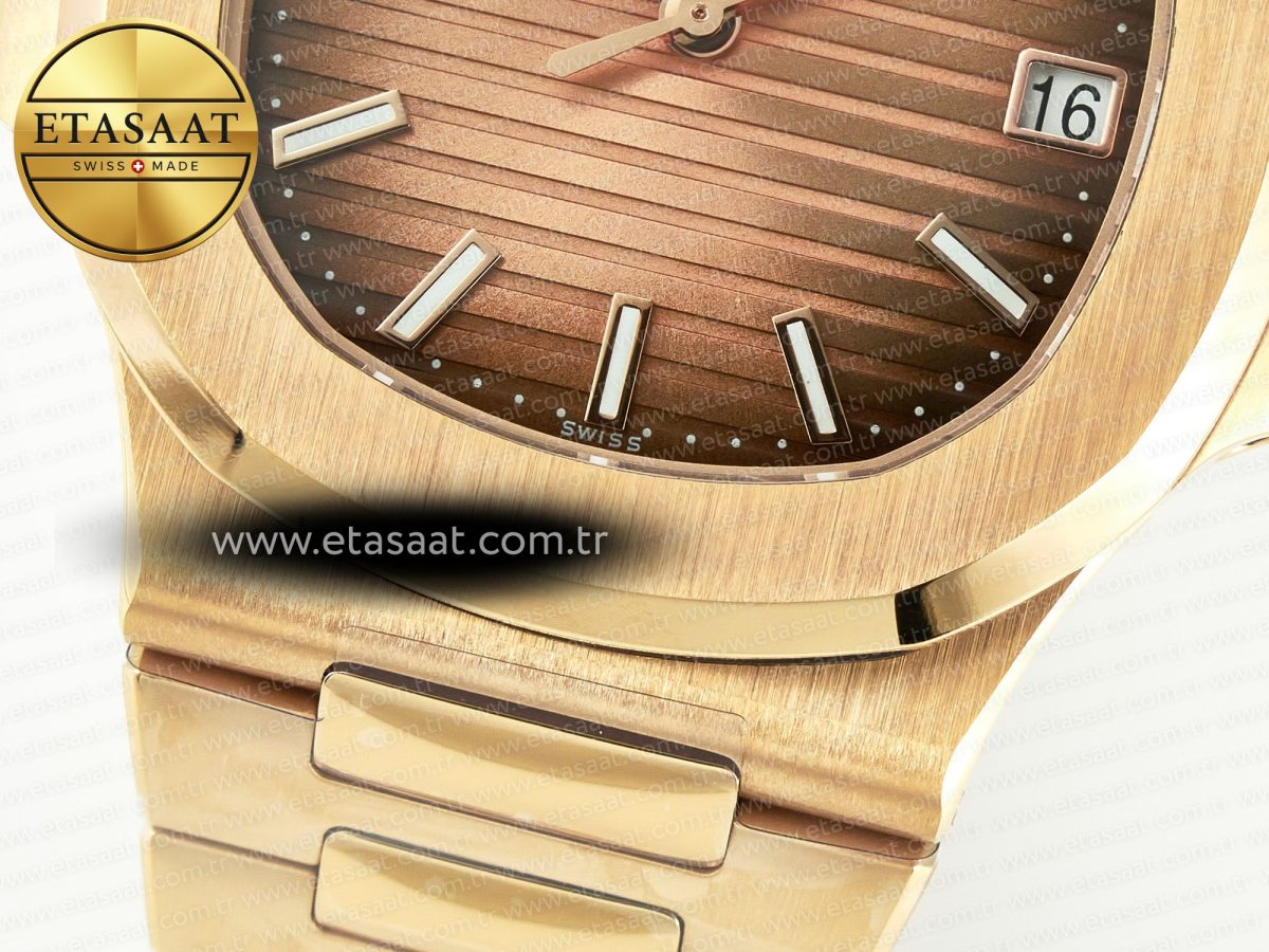 Patek Philippe Nautilus 5711/1R-001 RG 3KF 1:1 Best Edition Brown Textured Dial on RG Bracelet Super Clone 26-330 - Görsel 12