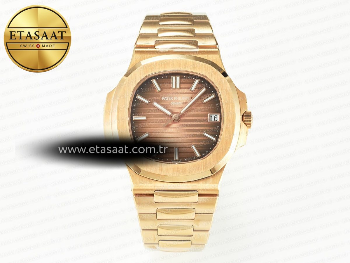 Patek Philippe Nautilus 5711/1R-001 RG 3KF 1:1 Best Edition Brown Textured Dial on RG Bracelet Super Clone 26-330 - Görsel 3