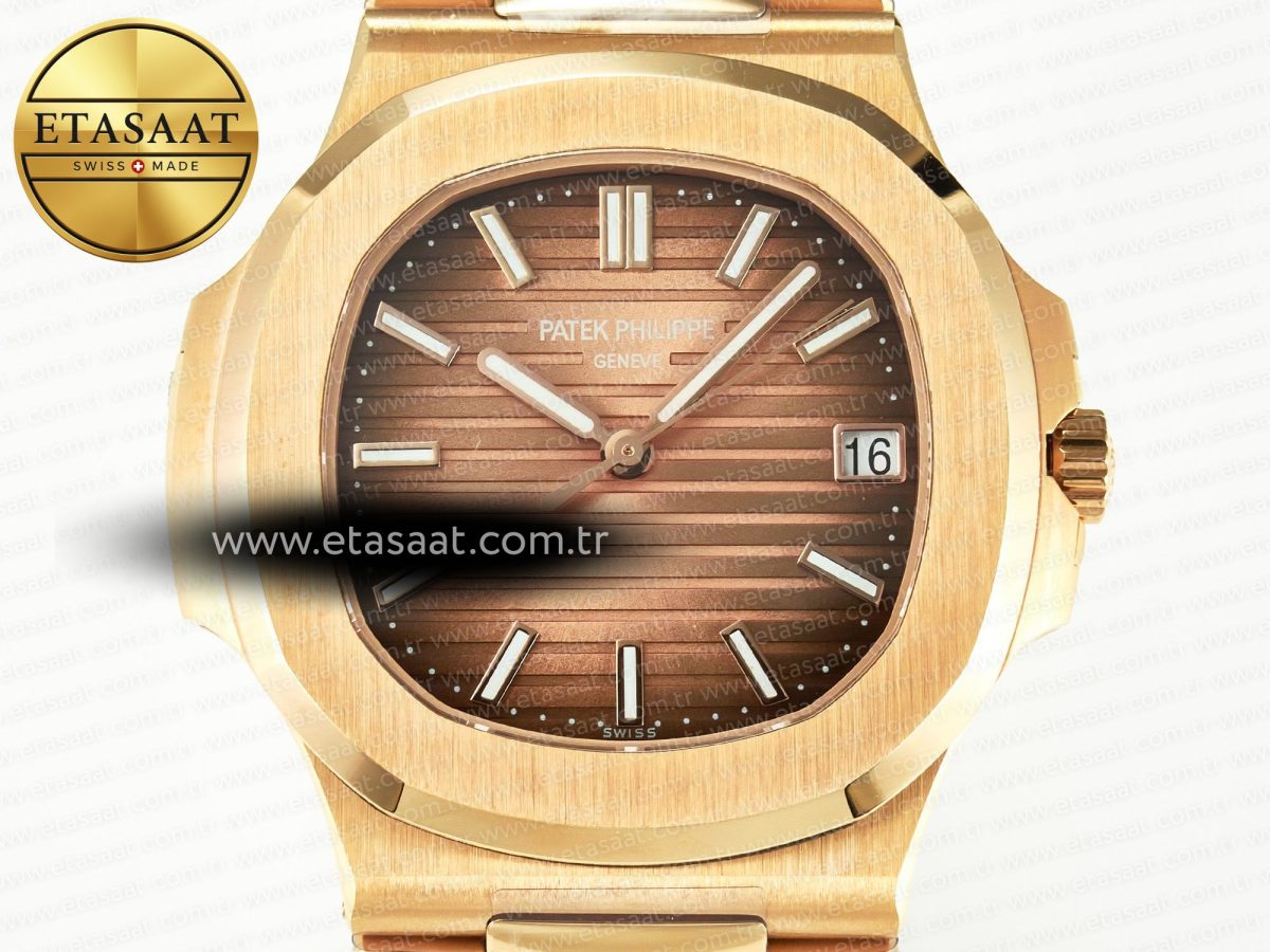 Patek Philippe Nautilus 5711/1R-001 RG 3KF 1:1 Best Edition Brown Textured Dial on RG Bracelet Super Clone 26-330 - Görsel 4