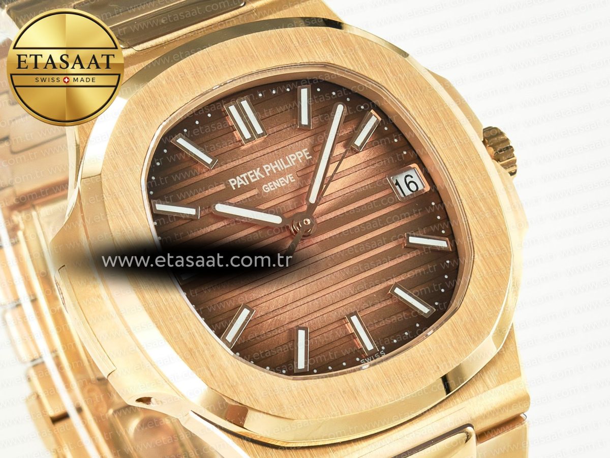 Patek Philippe Nautilus 5711/1R-001 RG 3KF 1:1 Best Edition Brown Textured Dial on RG Bracelet Super Clone 26-330 - Görsel 5