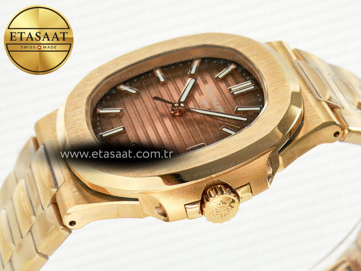 Patek Philippe Nautilus 5711/1R-001 RG 3KF 1:1 Best Edition Brown Textured Dial on RG Bracelet Super Clone 26-330 - Görsel 6