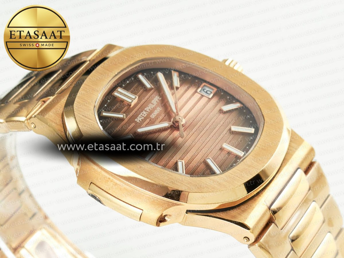 Patek Philippe Nautilus 5711/1R-001 RG 3KF 1:1 Best Edition Brown Textured Dial on RG Bracelet Super Clone 26-330 - Görsel 7