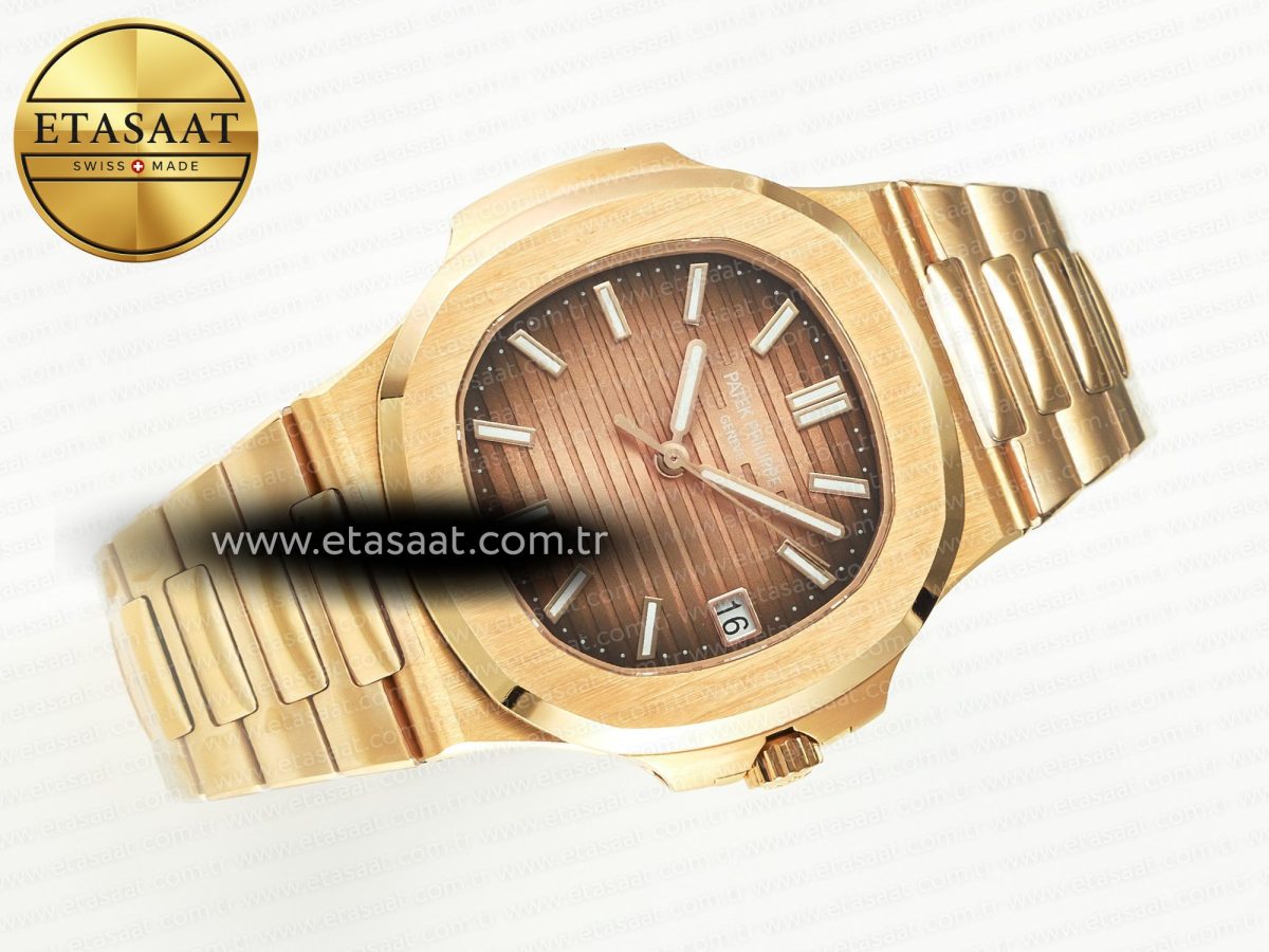 Patek Philippe Nautilus 5711/1R-001 RG 3KF 1:1 Best Edition Brown Textured Dial on RG Bracelet Super Clone 26-330 - Görsel 8
