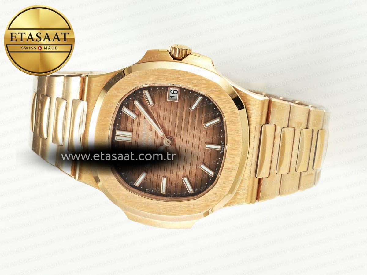 Patek Philippe Nautilus 5711/1R-001 RG 3KF 1:1 Best Edition Brown Textured Dial on RG Bracelet Super Clone 26-330 - Görsel 9