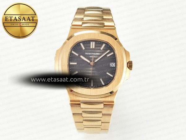 Patek Philippe Nautilus 5711/1R-001 RG 3KF Gri 26-330 Eta Saat - Görsel 3 - 1:1 Süper Klon Saat