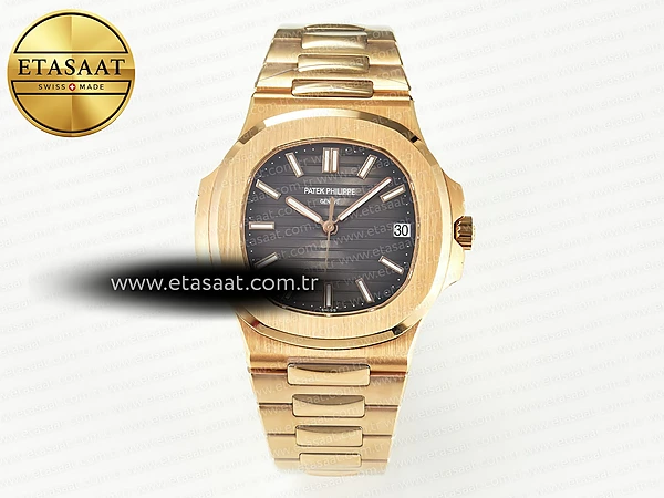 Patek Philippe Nautilus 5711/1R-001 RG 3KF Gri 26-330 Eta Saat - 1:1 Süper Klon Replika Saat