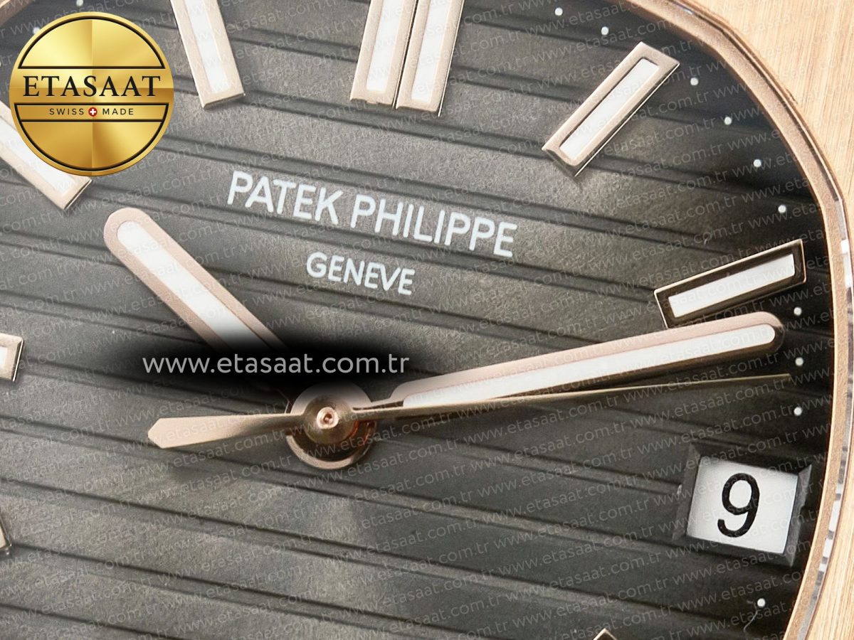 Patek Philippe Nautilus 5711/1R RG 3KF 1:1 Best Edition Brown Textured Dial on Brown Leather Strap A324 Super Clone V2 - Görsel 10