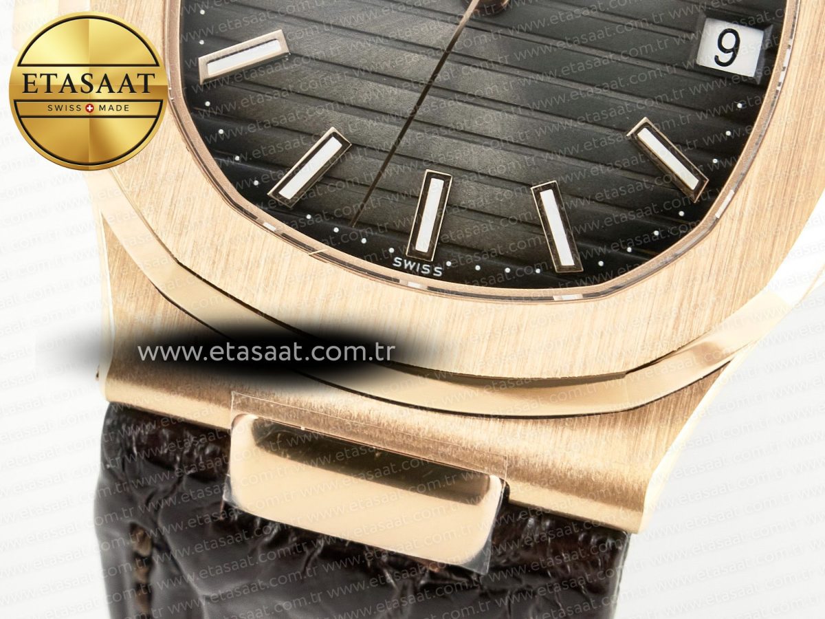 Patek Philippe Nautilus 5711/1R RG 3KF 1:1 Best Edition Brown Textured Dial on Brown Leather Strap A324 Super Clone V2 - Görsel 12