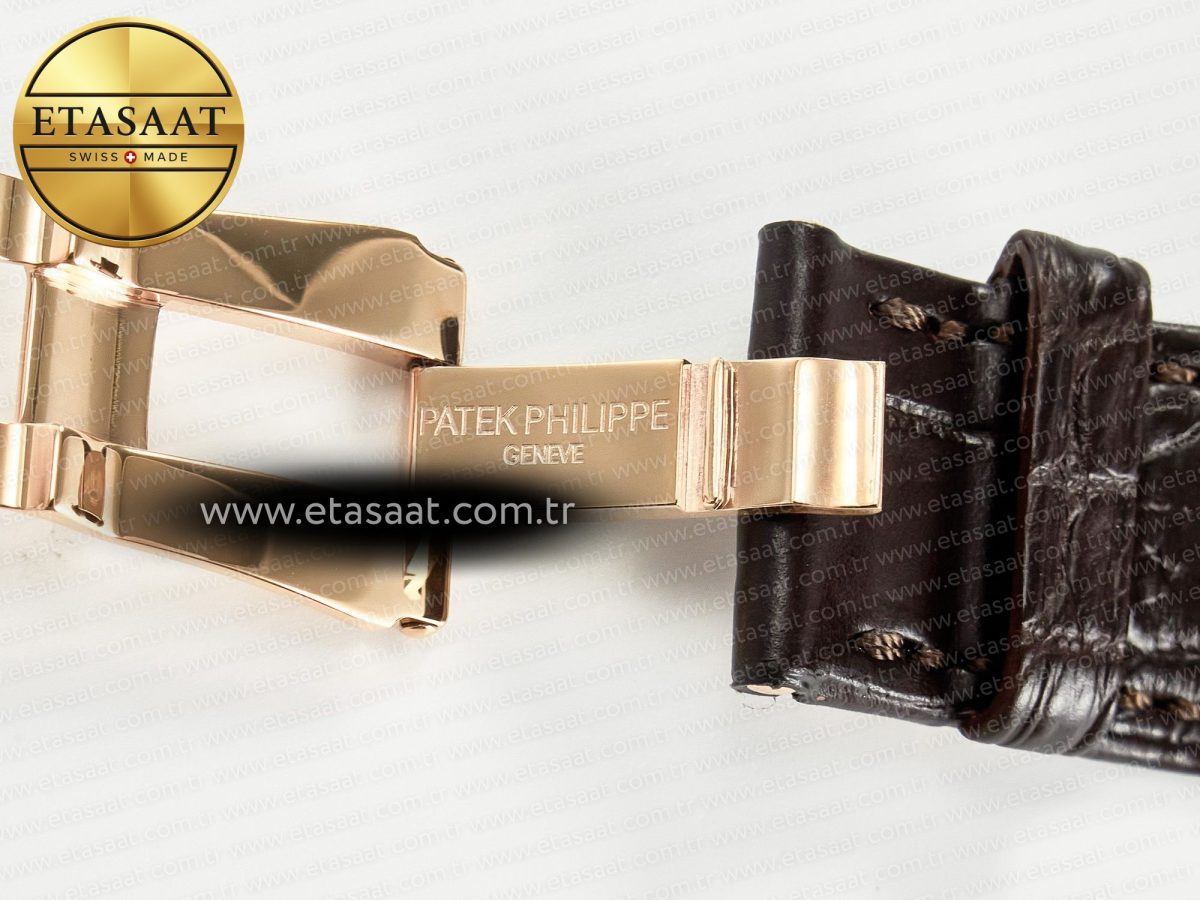 Patek Philippe Nautilus 5711/1R RG 3KF 1:1 Best Edition Brown Textured Dial on Brown Leather Strap A324 Super Clone V2 - Görsel 24