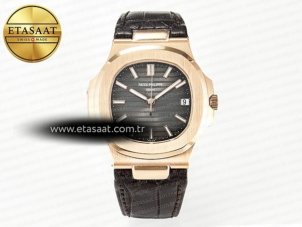 Patek Philippe Nautilus 5711/1R RG 3KF Kahve Dokulu A324 Eta Saat - 1:1 Süper Klon Replika Saat