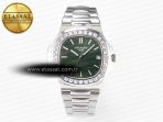Patek Philippe Nautilus 5711 3KF 1:1 Best Edition Square Diamonds Bezel Green Dial on SS Bracelet A324 Super Clone V2 - Görsel 3