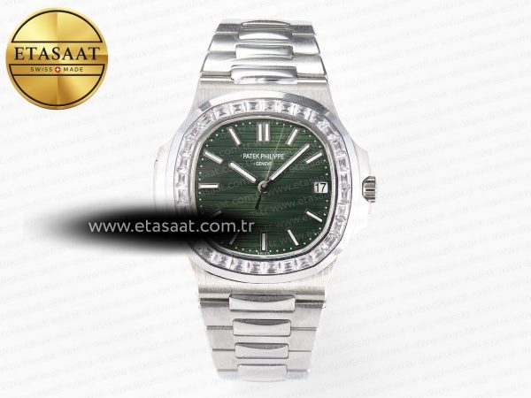 Patek Philippe Nautilus 5711 3KF Square Pırlantalı A324 Eta Saat - Görsel 3 - 1:1 Süper Klon Saat