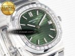 Patek Philippe Nautilus 5711 3KF 1:1 Best Edition Square Diamonds Bezel Green Dial on SS Bracelet A324 Super Clone V2 - Görsel 5