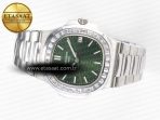 Patek Philippe Nautilus 5711 3KF 1:1 Best Edition Square Diamonds Bezel Green Dial on SS Bracelet A324 Super Clone V2 - Görsel 9