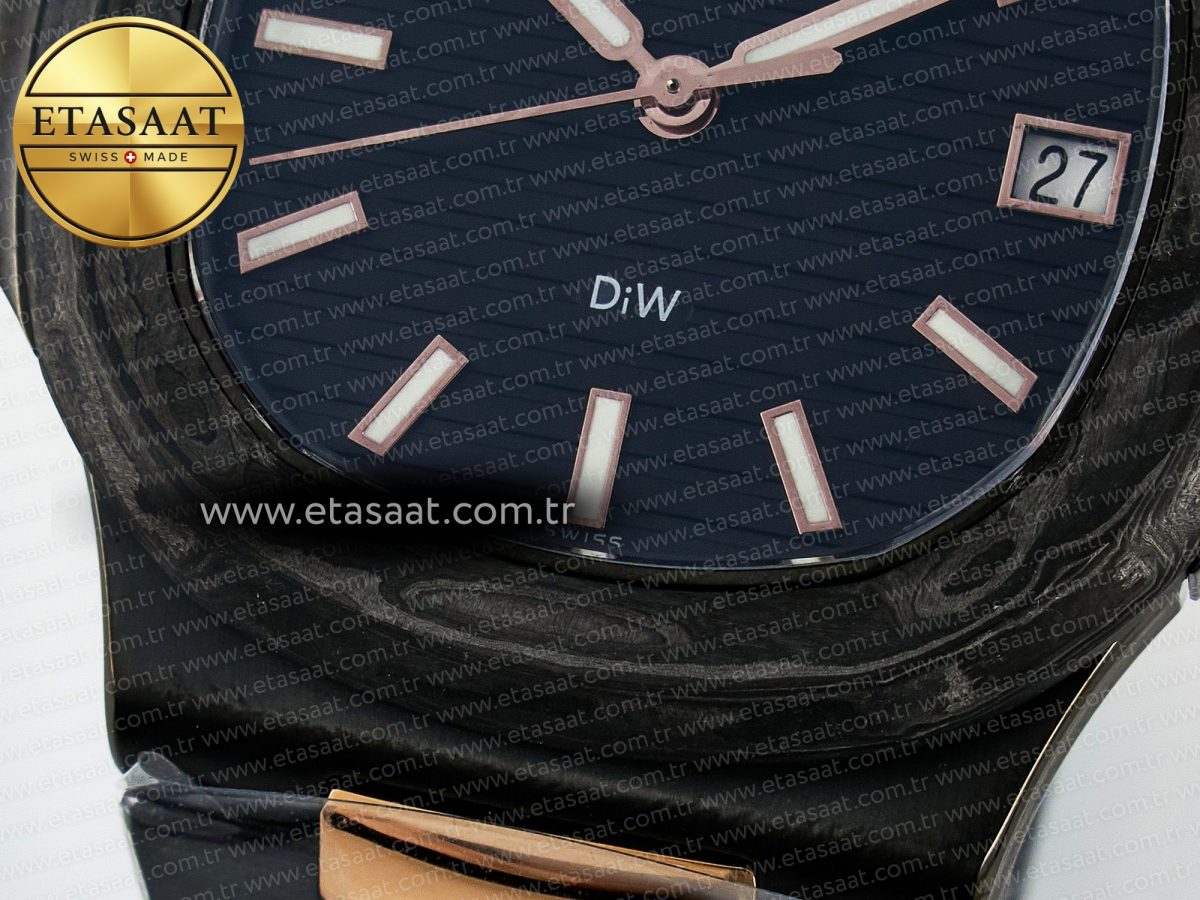 Patek Philippe Nautilus 5711 DIW Carbon DIWF 1:1 Best Edition Black Textured Dial on Carbon/RG Bracelet 324CS - Görsel 13
