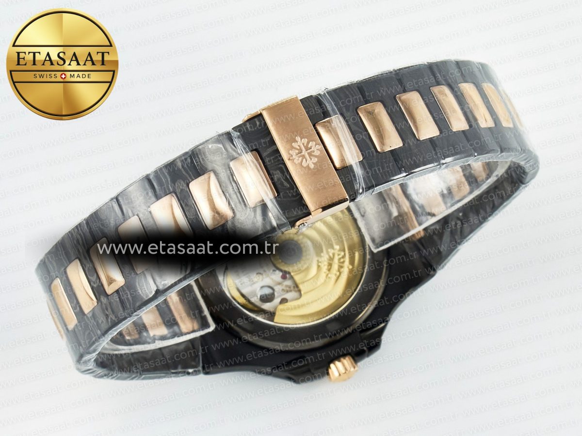 Patek Philippe Nautilus 5711 DIW Carbon DIWF 1:1 Best Edition Black Textured Dial on Carbon/RG Bracelet 324CS - Görsel 16