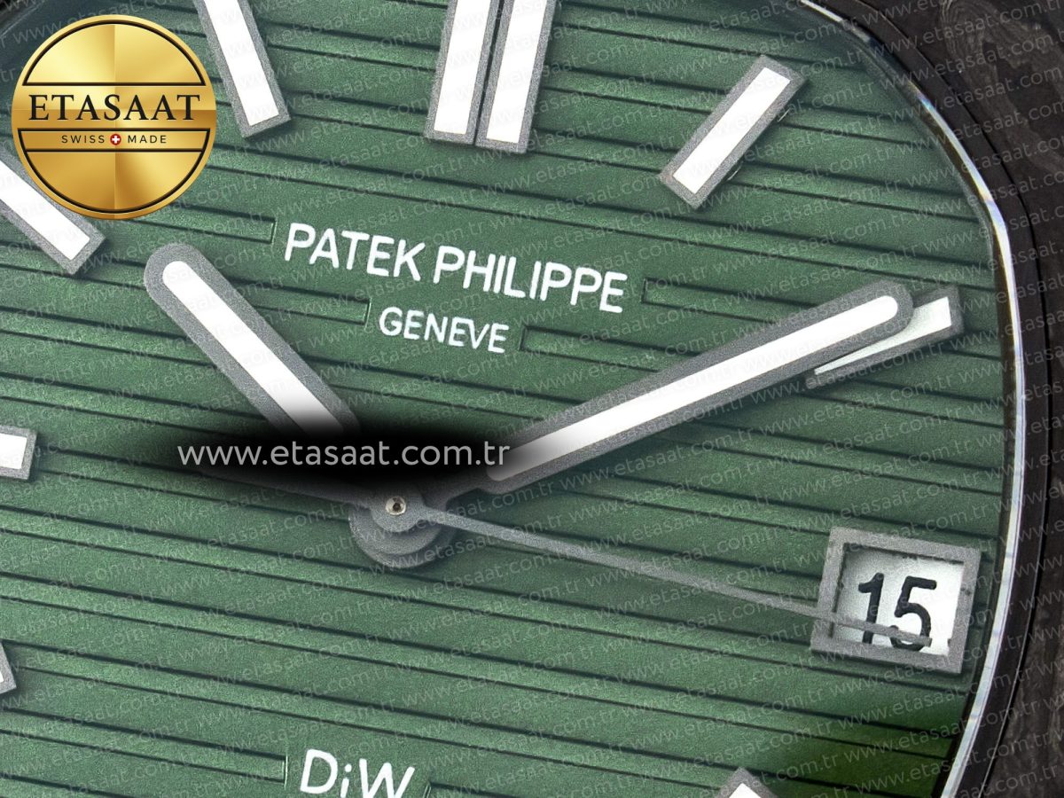 Patek Philippe Nautilus 5711 DIW Carbon DIWF 1:1 Best Edition Green Textured Dial On Carbon Bracelet 324CS - Görsel 10