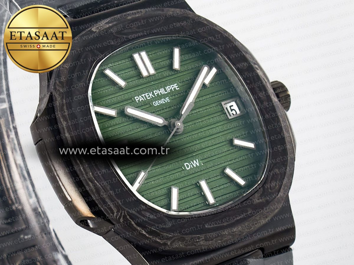 Patek Philippe Nautilus 5711 DIW Carbon DIWF 1:1 Best Edition Green Textured Dial On Carbon Bracelet 324CS - Görsel 5