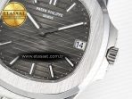 Patek Philippe Nautilus 5711 SS 3KF 1:1 Best Edition Gray Textured Dial on Black Leather Strap A324 Super Clone V2 - Görsel 11