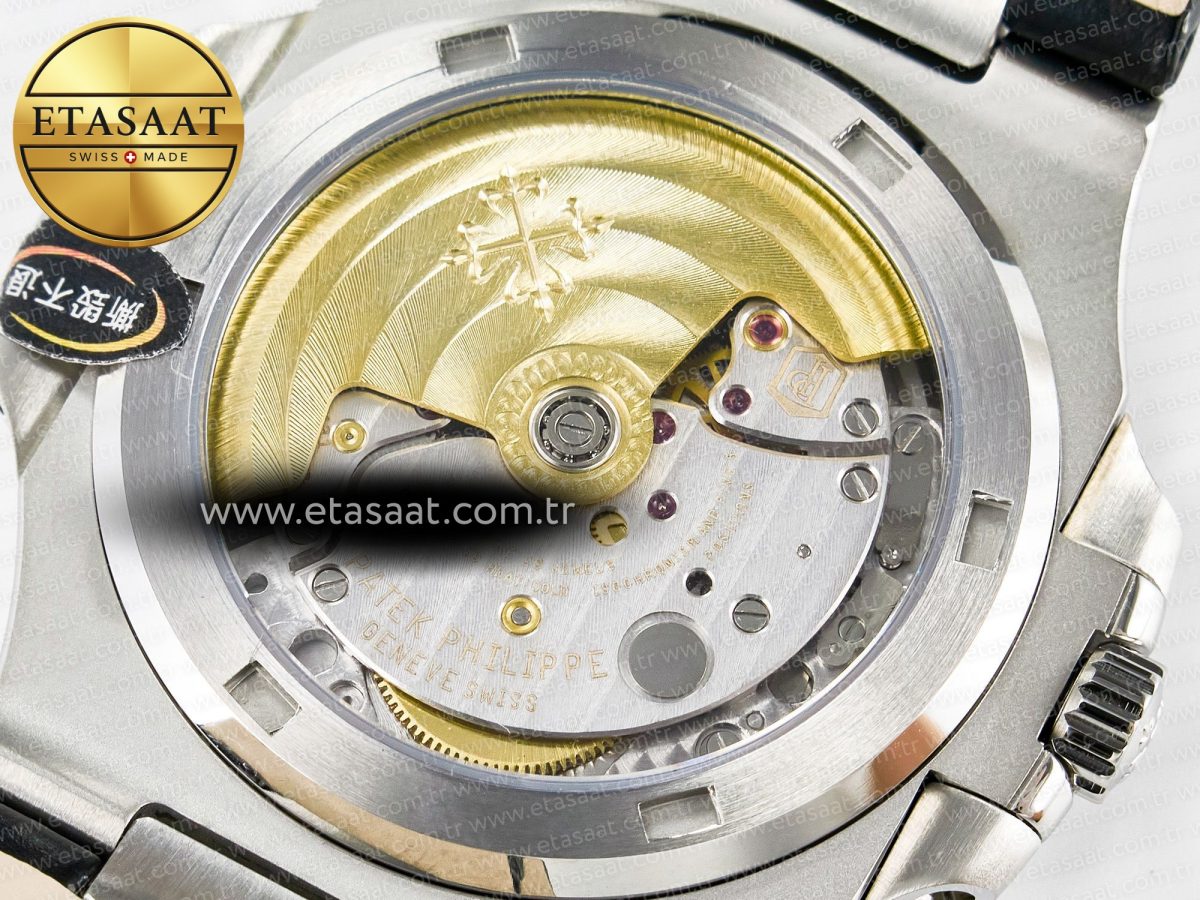 Patek Philippe Nautilus 5711 SS 3KF 1:1 Best Edition Gray Textured Dial on Black Leather Strap A324 Super Clone V2 - Görsel 18
